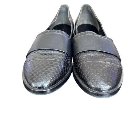 VINCE MASON GENUINE SNAKESKIN & BLACK LEATHER FLAT 7.5 - Picture 5 of 9